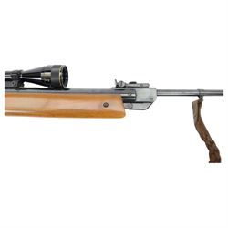 German Air Rifle, the 50cm barrel marked Cal 5.5/22, made in Germany, with Nikko Stirling Silver Crown 3.9x40 scope, overall L114, in a Logun rifle bag 