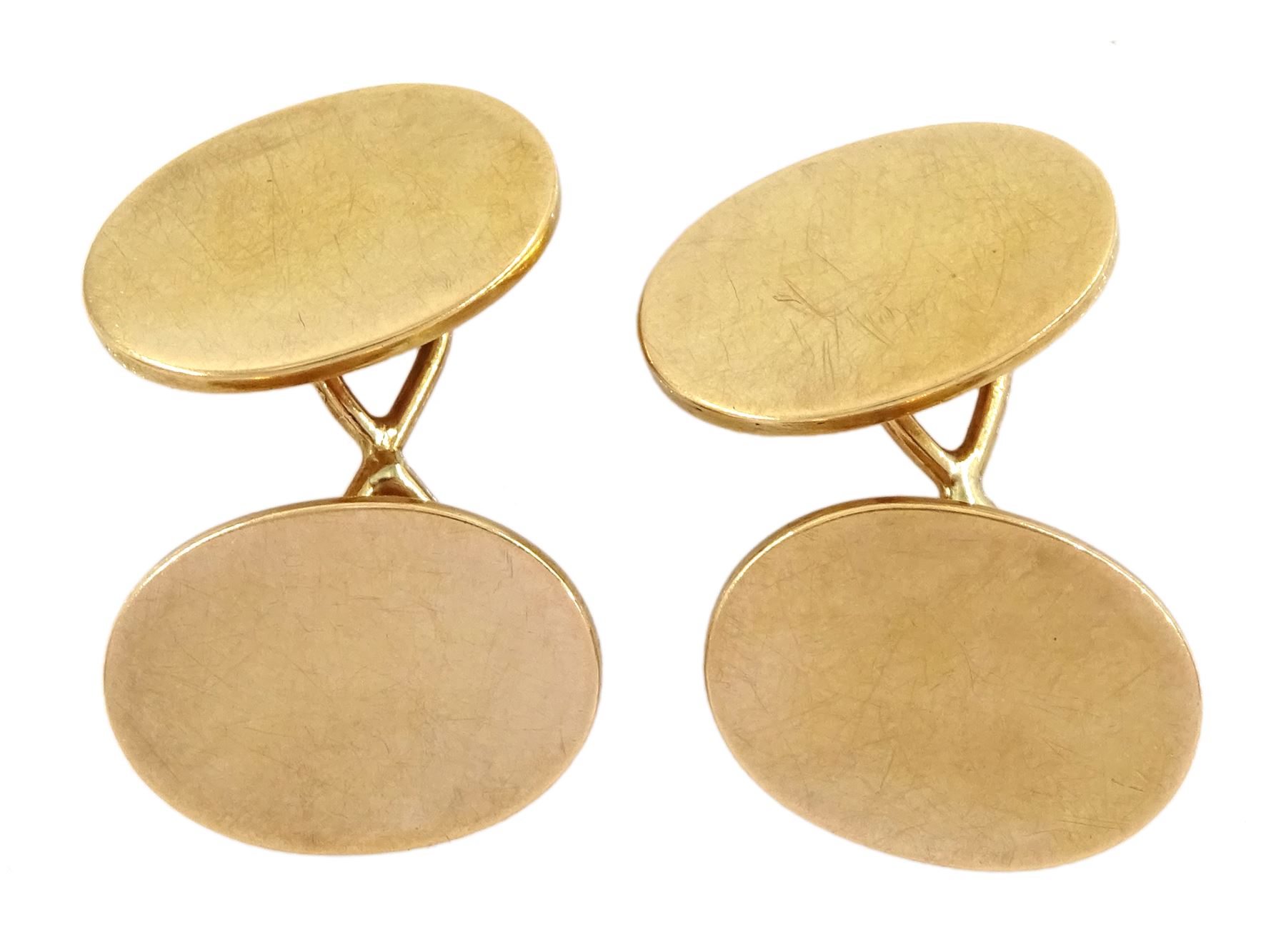 Pair of Victorian 15ct gold oval link cufflinks, Birmingham 1891