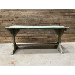 Early 20th century painted wood and enamel Military folding campaign table