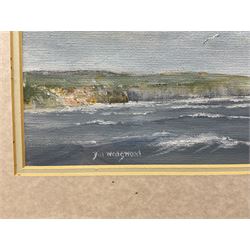 William 'Bill' Wedgwood (British c1934-2019): Lifeboat off Robin Hood's Bay, oil on canvas board signed 19cm x 45cm