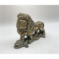 Brass door stop, modelled as a lion, H15cm