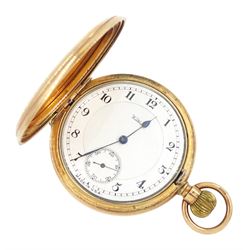 Early 20th century 9ct gold full hunter keyless lever pocket watch by American Watch Compa...