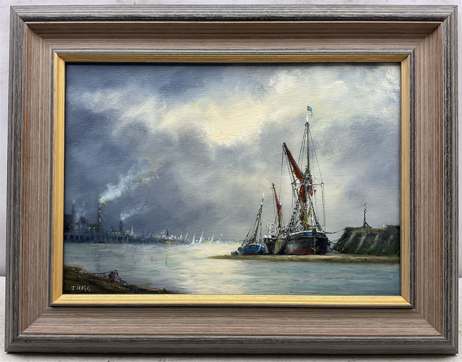 Jack Rigg (British 1927-2023): 'The Estuary - On S.B. Reminder 1976', oil on canvas signed, titled and dated 2017 verso 29cm x 41cm 