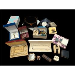 Two Rotary wristwatches and a collection of costume jewellery, compact mirrors and jewellery boxes