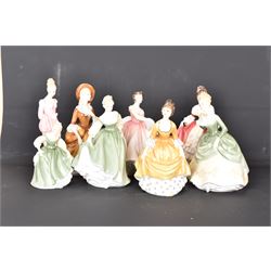 Eight Royal Doulton figures, including Southern Belle, Soiree, Sandra etc 