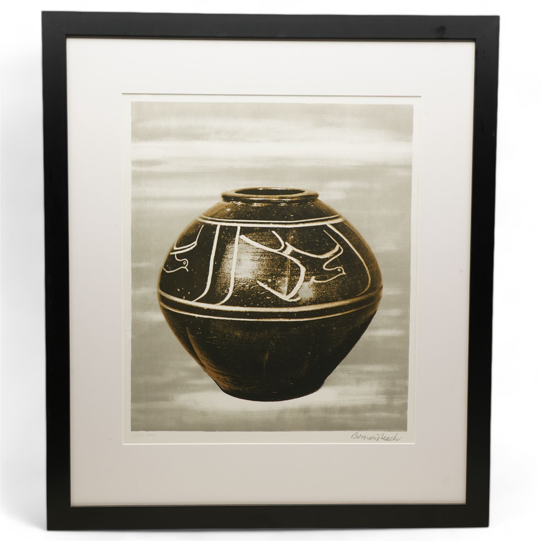 Bernard Leach (British 1887-1979): Black Jar, photo-lithograph signed and inscribed 'studio proof' in pencil 51cm x 43cm