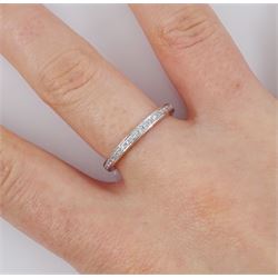 Platinum channel set round brilliant cut diamond half eternity ring, hallmarked