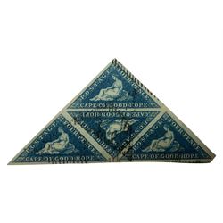 Cape of Good Hope four pence triangle stamp block of four, previously mounted