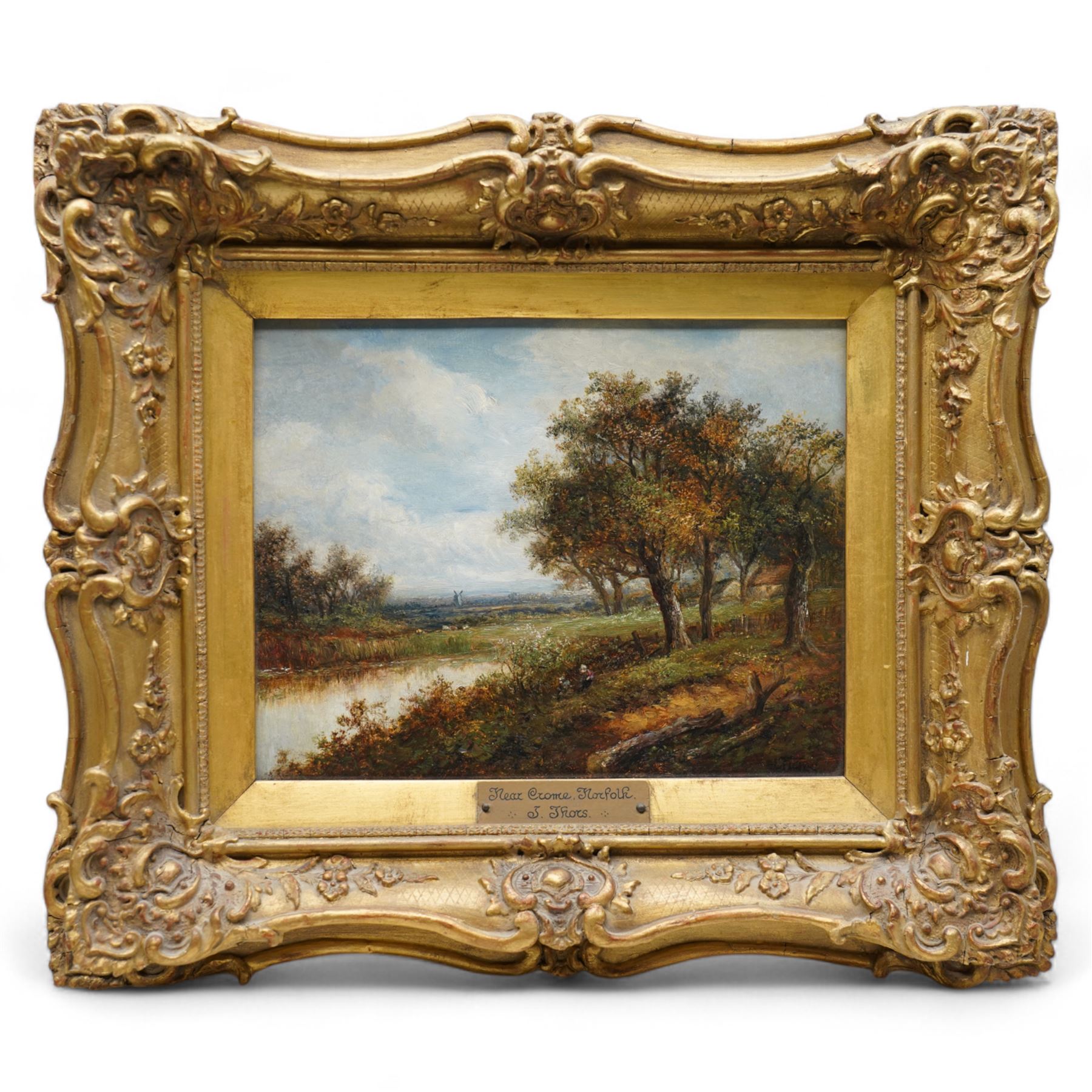 Joseph Thors (British 1863-1900): 'Near Crome - Norfolk', oil on panel signed, titled on the mount 20cm x 26cm