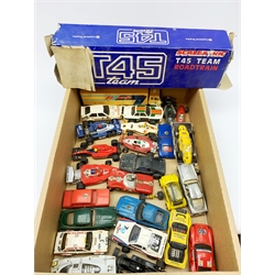 Various makers - twenty-six slot-racing models by Scalextric, Airfix, Polistil etc, including racing cars, rally cars, trucks, Mini, Saloon cars etc, all unboxed and predominantly for spares or repair