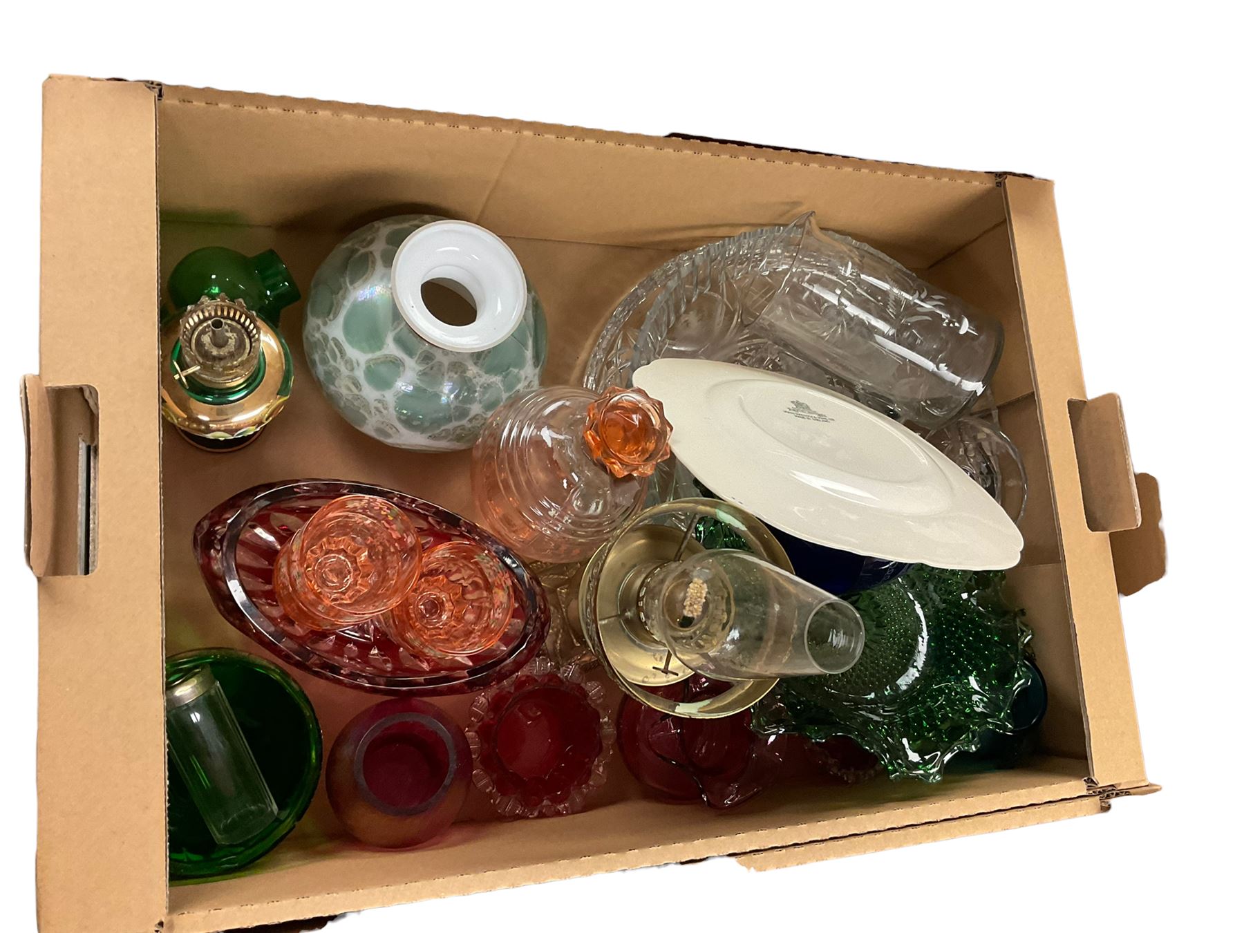 Collection of glass ware, including decanter and glasses, bom bom jar etc, in three boxes 