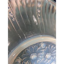 French pressed glass dish with floral decoration, D35cm