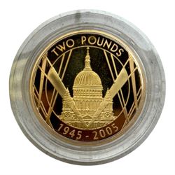 The Royal Mint United Kingdom 2005 'The End of WWII' gold proof two pound coin, housed in ...