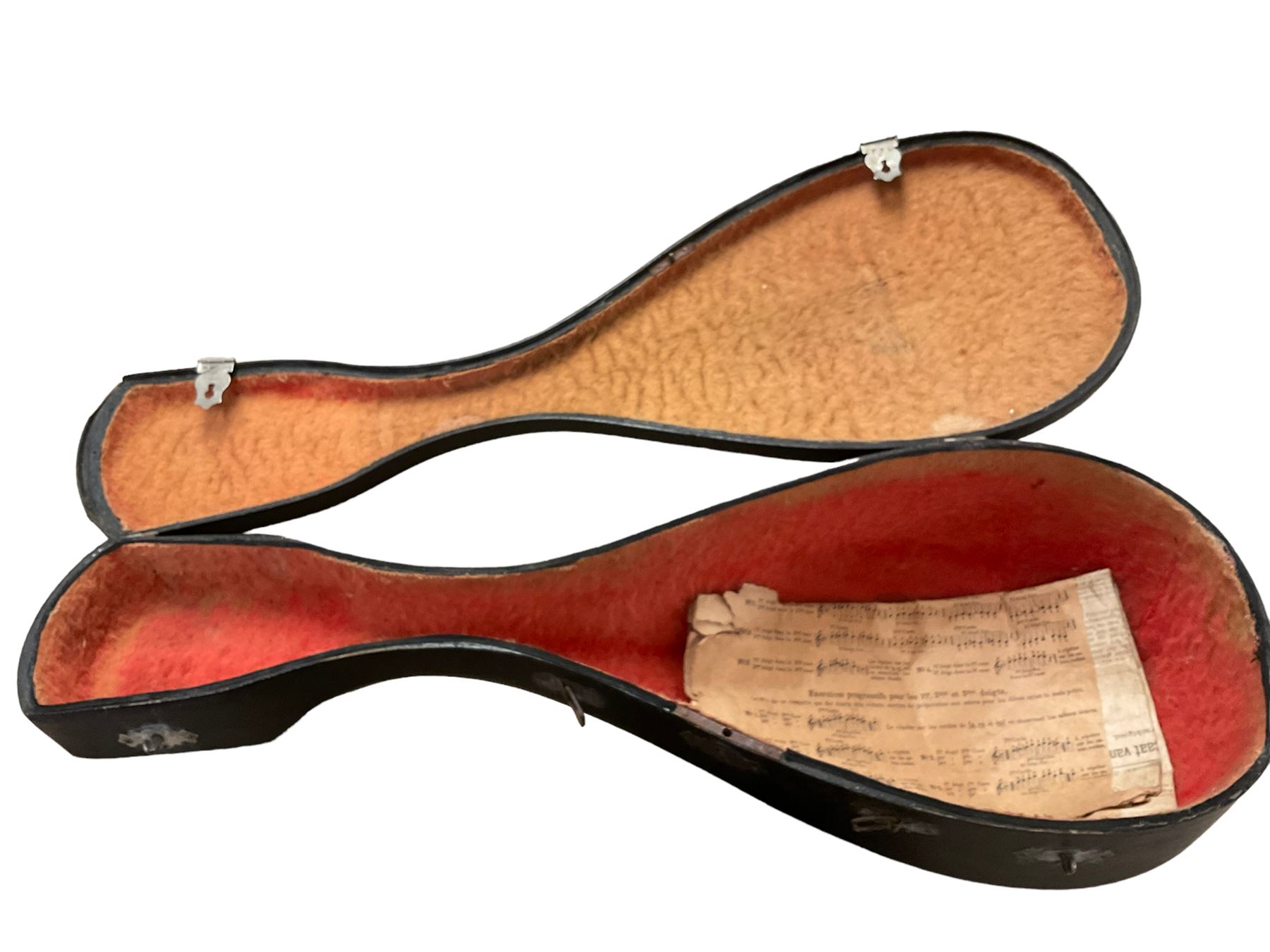 Round backed mandolin, in case, L59cm