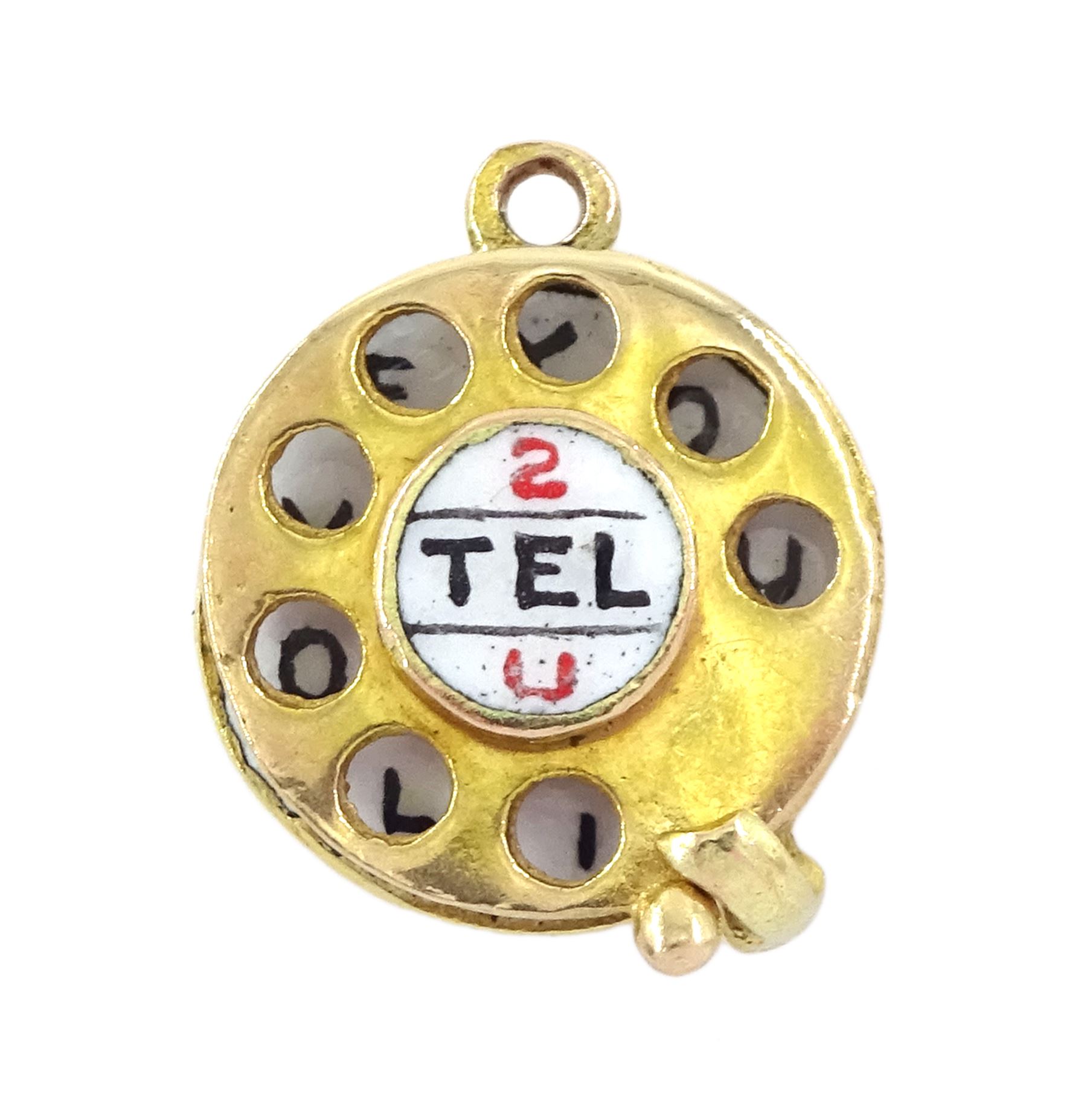 9ct gold '2 tell u I love you' telephone pendant / charm, hallmarked