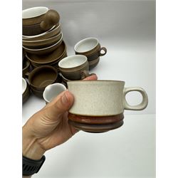 Denby Cotswold pattern, part tea and dinner service, including eight dinner plates, eight tea cups and saucers, serving dishes etc  