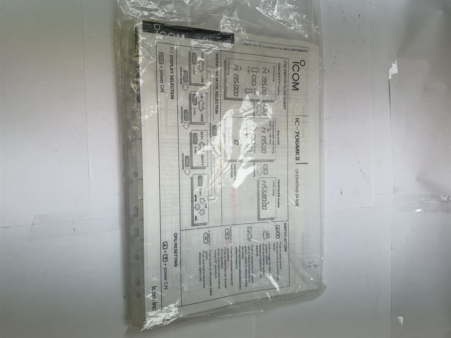 ICOM HF/VHF/UHF All Mode Transceiver IC-706MKIIG, in original box/packaging