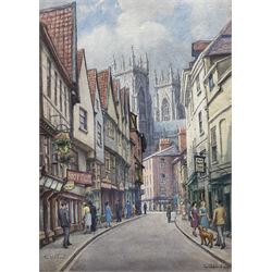 Tom Whitehead (British 1886-1959): Petergate - York, watercolour signed and dated 1957, 53cm x 38cm 