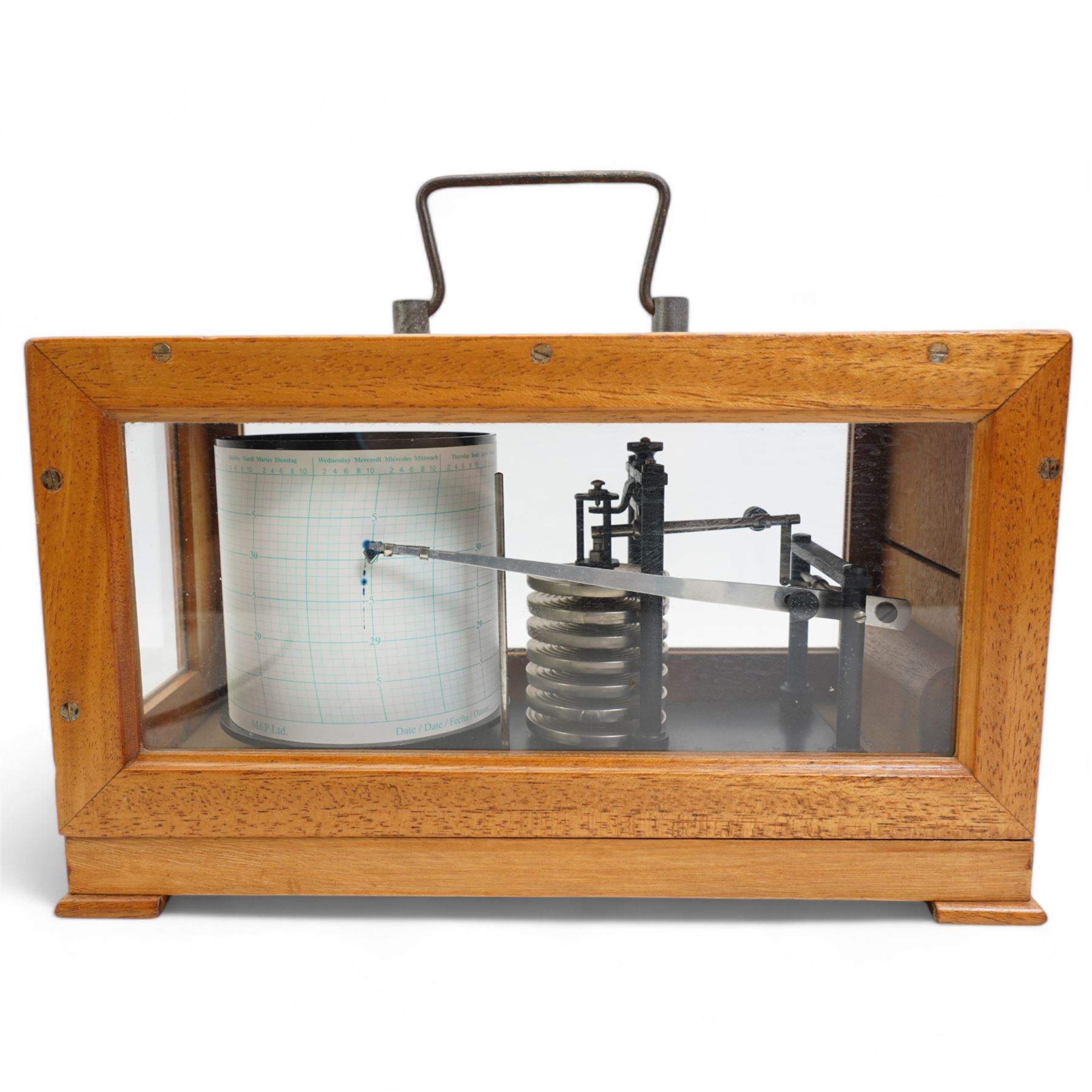 German World War II Kriegsmarine barograph in sapele and glazed case bearing a plaque with eagle and swastika and numbered M 4910 W28cm