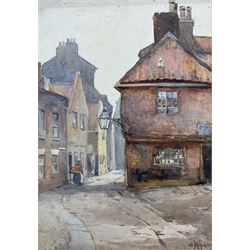 Charles William Adderton (British 1866-1944): 'Quay Street Scarborough', watercolour signed with monogram and dated 1894, 25cm x 17.5cm (unframed)
Provenance: direct from the family of the artist Harry Wanless 1872-1934, part of a collection never previously seen on the market
Notes: Adderton was a friend of the brothers Harry and Charles Wanless, all of whom studied under Albert Strange at the Scarborough School of Art School. Adderton had a studio at 55 Sandside, Scarborough between 1894 and 1901, he moved to Ockbrook Derby and later to Robin Hoods Bay where he was a member of the Fylingdales Group of Artists