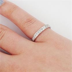 Platinum princess cut diamond half eternity ring by Hugh Rice, hallmarked, total diamond weight approx 0.35 carat