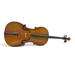 Czechoslovakian cello and bow, back L76cm