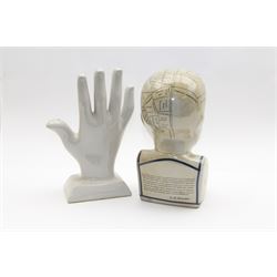 Phrenology head H29cm  and a Palmistry hand H28cm