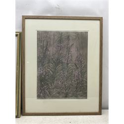 John Bruce (British Contemporary): 'Woodland Path at Old Wives Lees', pastel signed, titled on label verso 37cm x 30cm; Della Chapman (British 1931 - 2022): 'Rosebay Willowherb II', artist's proof coloured etching with aquatint signed and titled in pencil 50cm x 38cm (2)