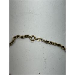 9ct gold rope twist chain necklace, hallmarked 