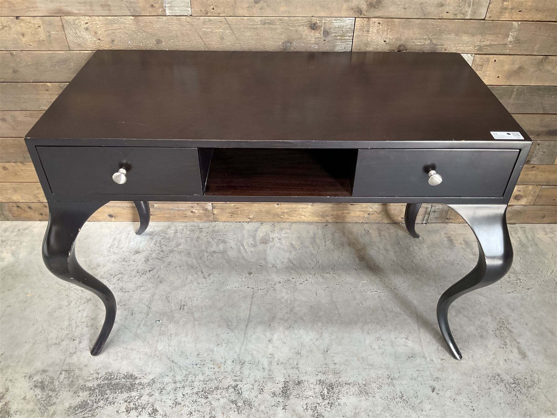 Rosewood finish console dressing table, fitted with two soft-close drawers