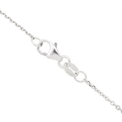 18ct white gold round brilliant cut diamond, graduating square pendant, hallmarked, on 18ct white gold chain necklace, stamped 750