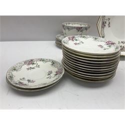 Shelley Bramble Rose pattern tea service, comprising milk jug, open sucrier, ten cups and twelve saucers, twelve dessert plates and two cake plates (38)