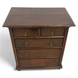 18th century oak chest, moulded rectangular top over two short over three long drawers, be...