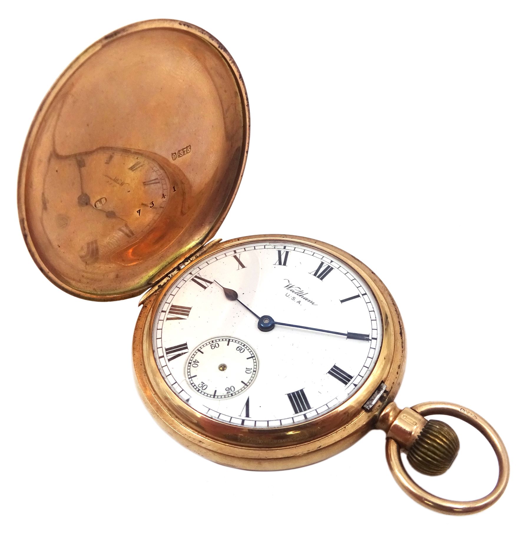 9ct gold waltham clearance full hunter pocket watch