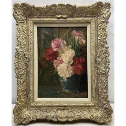 Peter MacGregor Wilson (Scottish 1856-1928): Still Life of Carnations, oil on canvas signed 34cm x 24cm