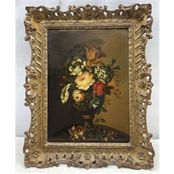 Attrib. Amos Green (British 1735-1807): Still Life of Flowers, oil on metal panel unsigned, in swept gilt frame 43cm x 31cm 