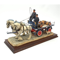 A limited edition Border Fine Arts figure group, 'The Gentle Giants' (Tetley's Dray), model no PJ01 by Ray Ayres, 186/750, on wooden base, figure L37cm. 