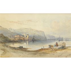 Gabriel Carelli (Italian 1821-1900): The Amalfi Coast, watercolour signed 19cm x 31cm 