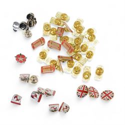 Large collection of pin badges, including flag, spots and souvenir examples 