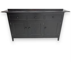 Marks and Spencer - black finish display unit, three glazed cupboards above three drawers and three further cupboards