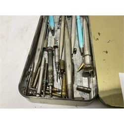 Collection of silver and other propelling pencils, including guilloche enamel example and oddments 