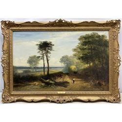 Aaron Edwin Penley (British 1806-1870): Haycart on a Wooded Track, oil on canvas signed and dated 1858, 55cm x 87cm 
Provenance: with WH Patterson, London, label verso