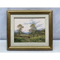 James Wright (British 1935-): 'Birch Farm' 'Ploughing Team' 'Time for Rest' 'South Mill' 'Copley Thorns' Norfolk Landscapes, set of five oils on board signed, titled on labels verso max 17cm x 27cm (5)