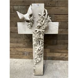 20th century marble crucifix, set with peace dove and wreath