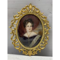 Continental School (Early 20th century): Elegant Lady, portrait miniature indistinctly signed Cupo? 8cm x 6cm