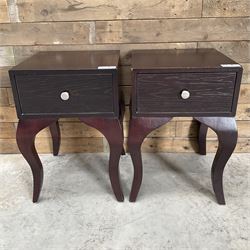 Pair of rosewood finish bedside chests