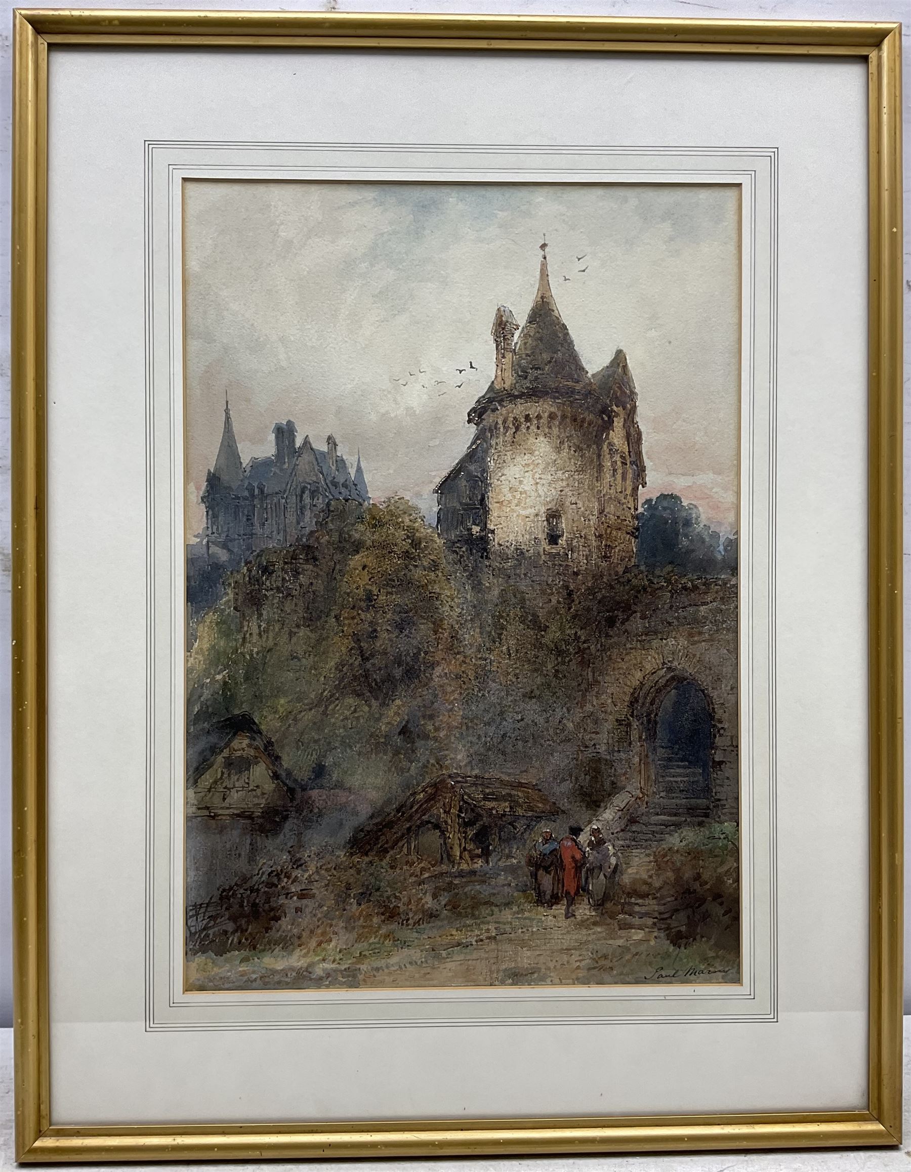 Paul Marny (French/British 1829-1914): Continental Castle, watercolour signed 45cm x 31cm