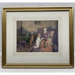 Albert George Stevens (Staithes Group 1863-1925): Bedtime, watercolour signed 22cm x 29cm