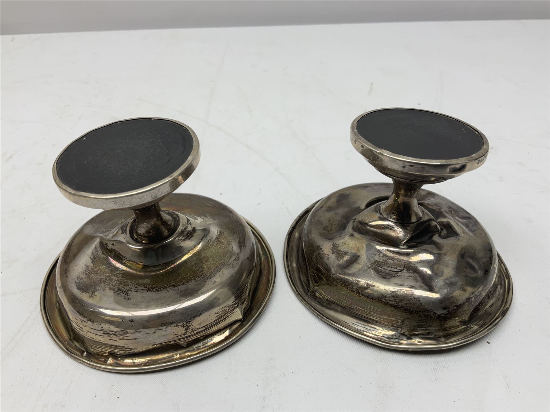 Pair of silver bon bon dishes, with weighted bases, hallmarked 