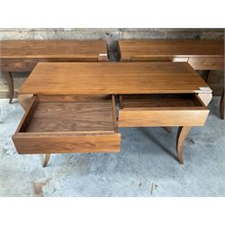 3 x walnut console dressing table with two soft-close drawers